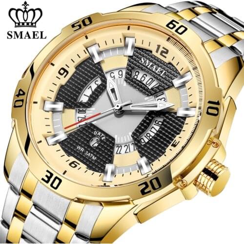 SMAEL Brand Men Watches Top Luxury Quartz Watch Men Sport Waterproof Stainless Steel Clock Watches Business Relogio Masculino