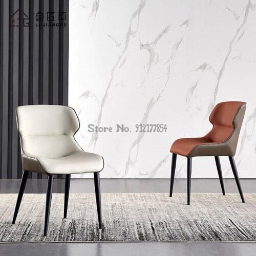 Modern minimalist dining chair leather art backrest nordic light luxury minimalist home restaurant hotel desk dressing table cha