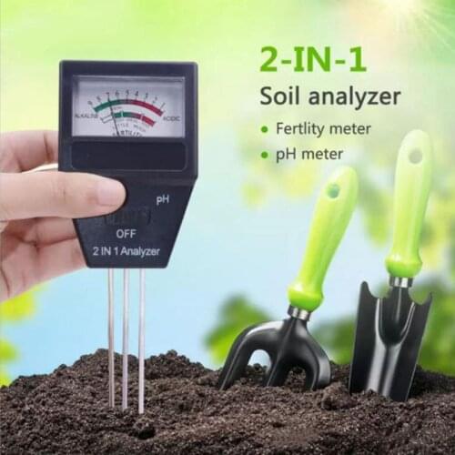2 in 1 Soil PH Tester Fertile Plant Fertile Meter Analyzer with 3 Probes for Gardening Flowers Crops Tool