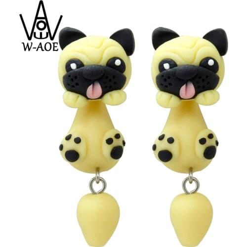 TTPAIAI 30 Brand Handmade Polymer Clay Shar Pei Dog Earrings For Women Kids Fashion 3d Animal Bulldog Stud Earrings Jewelry
