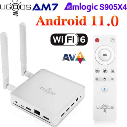 UGOOS AM7 TV BOX Amlogic S905X4 DDR4 4GB RAM 32GB ROM Android 11 Support AV1 CEC HDR WiFi6 1000M OTG 4K BT5.0