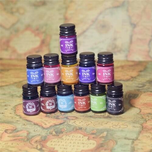 The High-grade Gold Powder Color Ink for Dip Pen, 12 Different Color,5ml/bottle, Fountain Pen Ink