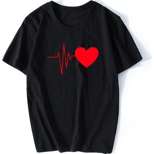 ECG Love Heart Funny T-shirts men Casual Shirt Short Sleeve Fitness T Shirt Tops Clothing Cotton Tee Shirt Streetwear