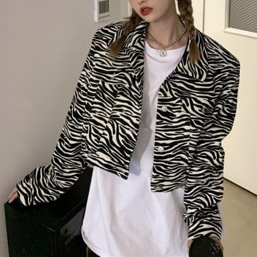 VSUE Women Zebra Print Pocket Casual Jacket C3003