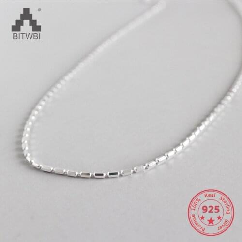 100% S925 Sterling Silver Choker Necklace Minimalist Handmade Plain Chain for Women