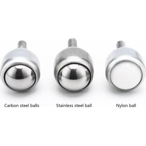 1pcThreaded Stem Bolt Stud Mounted 304 Stainless Steel Nylon Ball Transfer Conveyor Roller Wheel Round Eye Wheel Conveying Ball