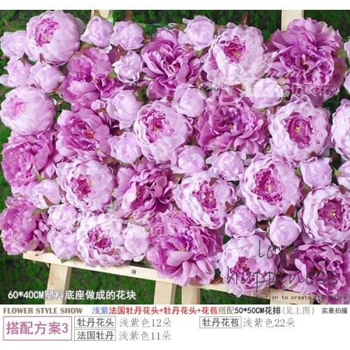 10PCS/Lot 40cm*60cm Artificial silk Lilac voilet Peonies flower wall wedding decoration home decor party flowers wall