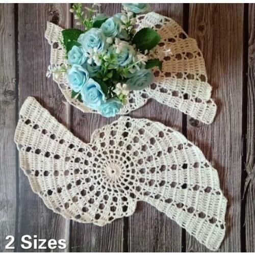 2 Sizes Cotton Christmas Doily Crochet Individual Placemat Vast Dish Mat Pad Kitchen Coffee Mug Coaster Set Dining Table Decor