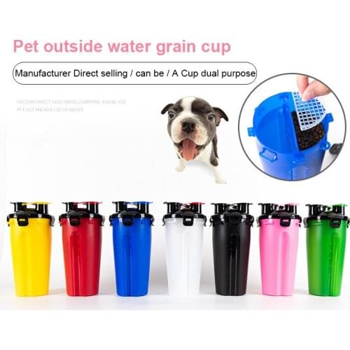 2 In 1 Pet Water Cup Outdoor Travel Portable Bowl Drink Dog Feed Cup Food Container Folding Water Bottle Dog Cat Feeder Cup Bowl