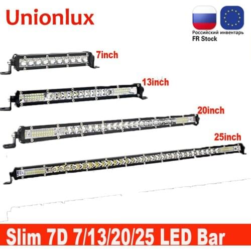 7D Single Row super Slim LED Light bar 7" 13" 20" 25" inch LED Work Light Bar 90W 120W 150W 180W OffRoad 12V 24V