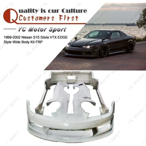 FRP Fiber Glass VTX EDGE Style Bodykit Fit For 1999-2002 S15 Silvia Body Kit Front & Rear Bumper Fender Flare Side Skirt