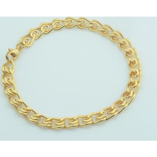 3 Color 6mm 20cm Men Womens Yellow Rose White Gold Color Curb Snail Bracelet Chain