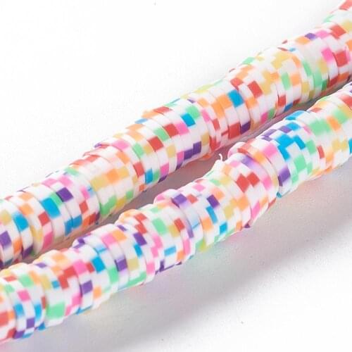 Handmade Polymer Clay Bead Strands Disc/Flat Round Spacer Beads Rainbow color DIY Jewelry Crafts Findings Supplies 6x0.5~1mm