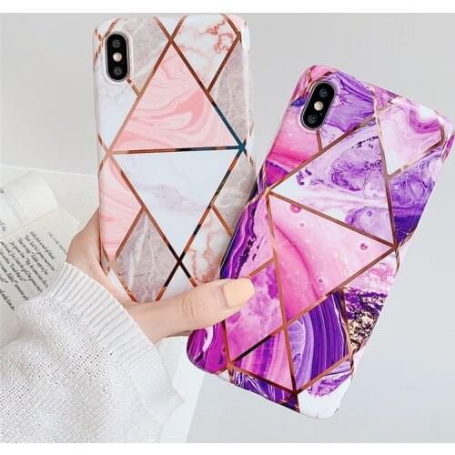 LS geometric marble phone case for iphone 11Promax Xs Max XR XS iPhone 11case of silicone electroplating back cover for 678 plus