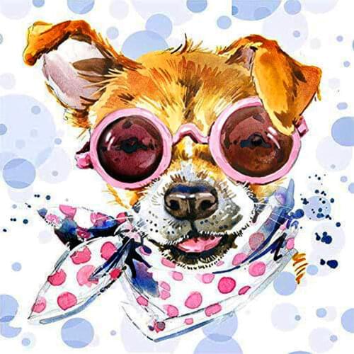 Colorful Puppy With Glasses Diamond Painting Animal Cartoon Round Full Drill Nouveaute DIY Mosaic Embroidery 5D Cross Stitch