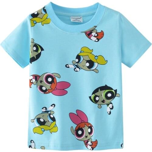 Funnygame Childrens Girls Cotton T shirts for Summer Characters Printed Hot Selling Kids Tees Tops