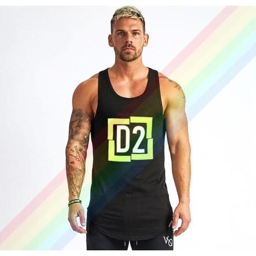 Jade-like Stone Green Graphics White DSQ2 Comfortable Bodybuilding Tank Tops For Men Summer Gym Clothing Customized Vest Shirts