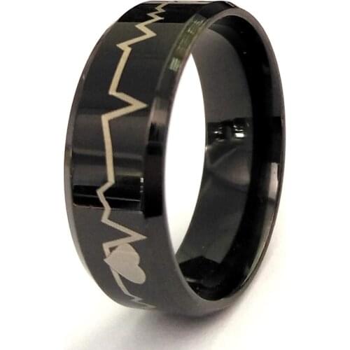 36pcs Heart Beat Rings For Men and Women Electrocardiogram Stainless Steel Ring ECG Fashion Unique Rings Lovers Ring Wholesale