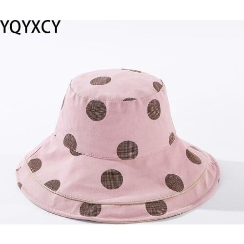 Korean Bucket Hat Women Dot Pattern Wide Brim Fisherman Hat Summer Hats For Women Sun Hat Sunshade Fashion Casual Cap Gorro