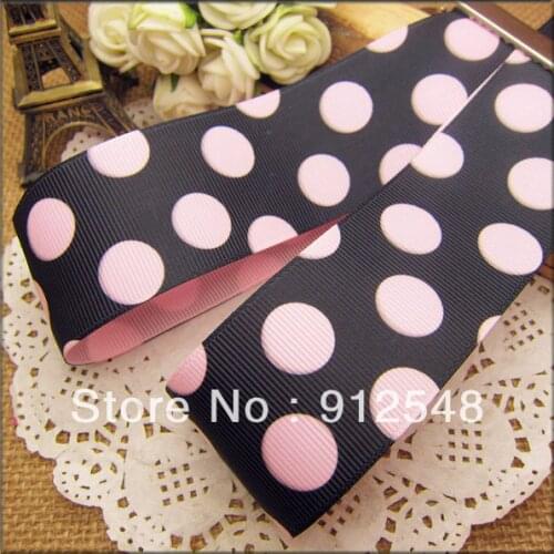 Free shipping 1-1/2"(38mm) big dots printed grosgrain ribbon,Handmade diy hair bands bow ribbon material,dyd38001