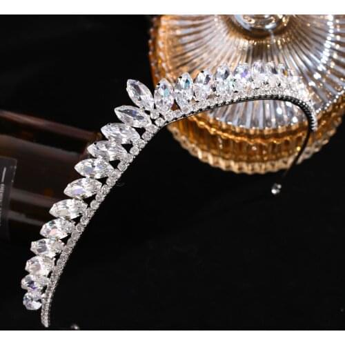 Fashion Crystal Water Drop Wedding Crown Bridal Hair Tiara Silver Color Headpiece Women Party Prom Accessories Hair Jewelry