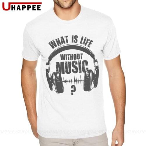 Music Is Life Tees Shirt Gentlemen Distressed Tshirt for Men Short Sleeve Fashionable Brand Clothing