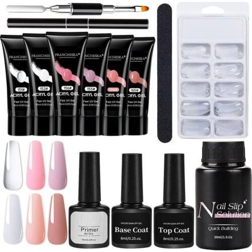 Ab Gel Nail Kit, Natural Nude Nail Extension Gel Kit Gel Starter Kit With And Top Coat DIY At Home