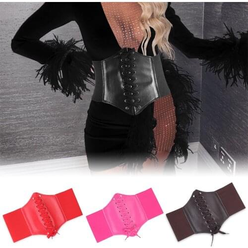 New Fashion Cummerbunds Wind Rope Waist Decoration Corset Wide Noble Leather Cummerbund Elastic Strap Belt Women