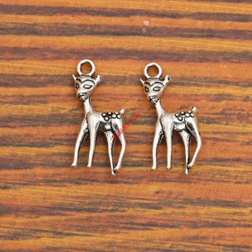 5pcs Sika Deer Charm Pendant fit Bracelet Necklace Tibetan Silver Plated Jewelry DIY Making Accessories 22x11mm