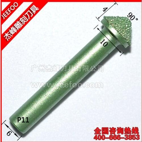 P11- 6*10*4mm V Shape Engraving Bit CNC Grinding Diamond Stone Router Bits Milling Cutter for Engraving 3D Letter Carving
