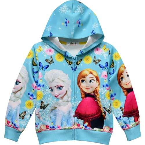 Disney Frozen Elsa hooded coat Boy jacket 2019 spring childrens coat hooded sweatshirt zipper jacket Princess outerwear