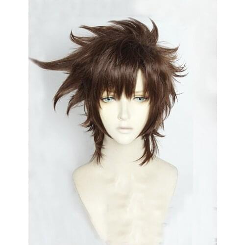 Anime JoJos Bizarre Adventure Joseph Joestar Cosplay Wig Short Brown Heat Resistant Synthetic Hair Wig + Wig Cap