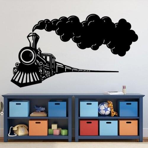Steam Train Wall Decal Locomotive Vinyl Wall Stickers Transport Art Home Interior Decorations Children Room Railway Decor LL2767