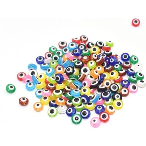 50pcs 4X6/5X8/6X10mm Flat Oval Beads Evil Eye Resin Charms Spacer Beads For DIY Bracelet Jewelry Making Findings Accessories