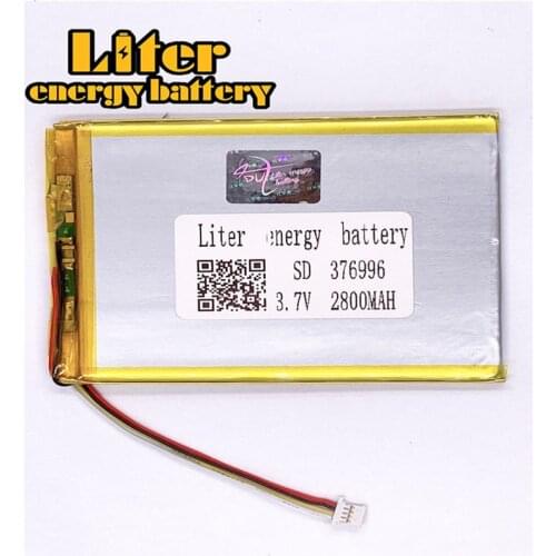 Plug 1.0-4P 376996 2800mah 3.7V flat rechargeable Tablet PC Battery 3.7v lipo battery lithium for mosquito lamp