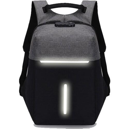 Mens Business Laptop Backpack Anti-splash Anti-theft USB Charging Large Capacity Reflective Travel Backpack Women