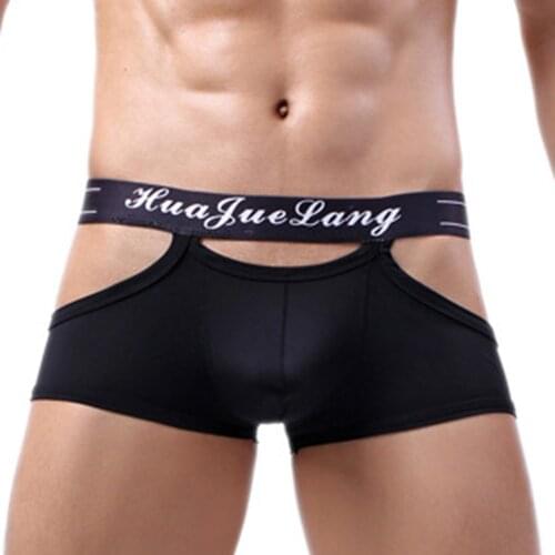 Mens Sexy Underwear Panties Solid Boxer Shorts Briefs Jackstrap Trunks Underpants Erotic Mens Underwear Buttocks Double Thong
