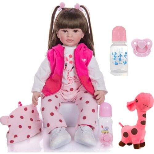 KEIUMI Doll Reborn Boneca 60 cm Cloth Body Stuffed Reborn Baby Doll Silicone toddler girl Playmate For Children gift