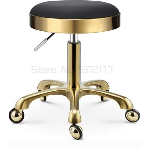 Stainless steel hair salon haircut bench barbers chair hairdressers rotary lift round stool