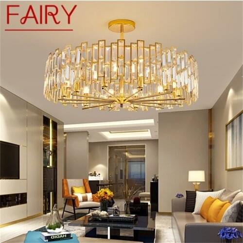 FAIRY Gold Chandelier Fixtures Modern Branch Crystal Pendant Lamp Light Home LED for Dining Room Decoration