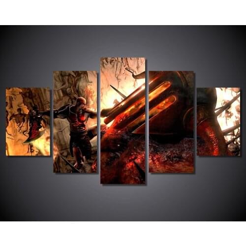 HD Modern Painting Wall Pictures Living Room Unframed Modular Cuadros Decoracion God of War Kratos Game Poster Fight Monster