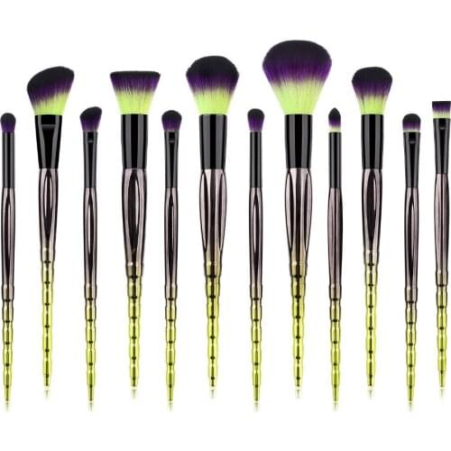 Unique Design Professional Women Makeup Brushes 12pcs Purple Hair Soft Powder Eyeshadow pincel maquiagem Make Up Brush Kit Tools