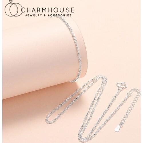 Silver 925 Jewelry Sets For Women 1mm O Chain Bracelet & Necklace 2 pcs Jewellery Set Pulseira Collier Minimalst Accesories Gift