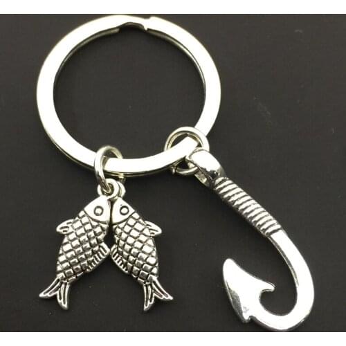 1 piece of fish hook key chain fish hook charm handmade key chain jewelry for fishing, the best gift for hobby anglers