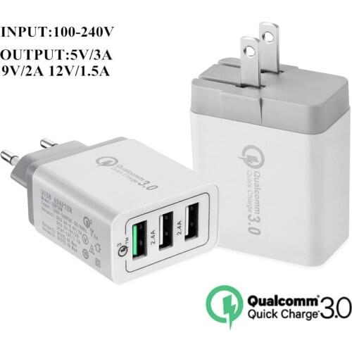 10 PCS QC3.0 Quick Charger US Plug 3 Ports Wall Charger Fast Charger For iphone Samsung S9 Huawei Xiaomi