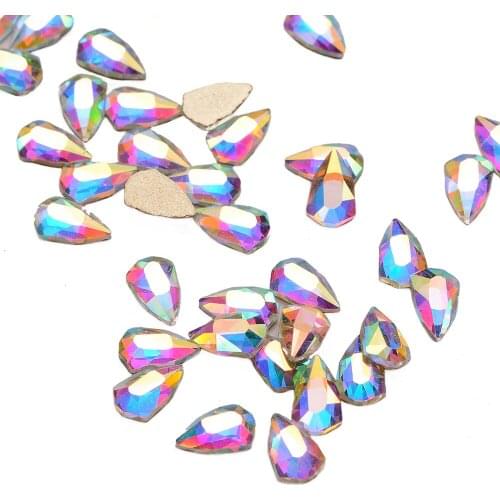 30pcs Shield Shape 5*8mm Crystal AB Flat Back Fancy Nail Art Crystal Rhinestones For Wedding Personality Design Beads