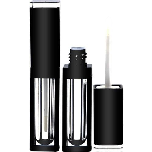 4ml Square Clear Lip Gloss Tube ABS Lip Glaze Bottle Black Lid Empty Lipgloss Container 10/25/50pcs