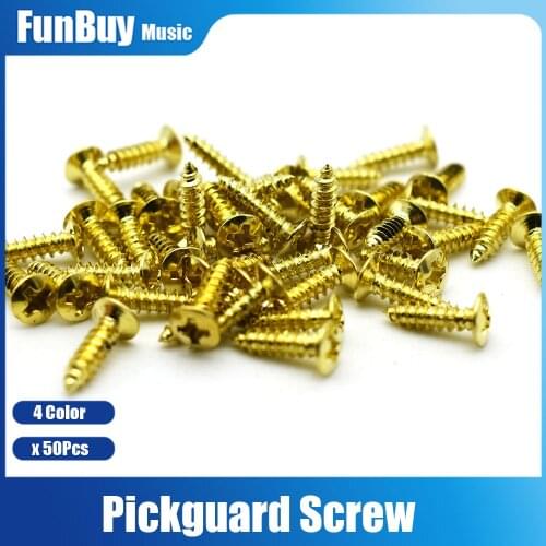 50pcs 3*12mm Guitar Bass Pickguard Mounting Screws for ST TL LP SG Electric Guitarra Gold/Black/Silver/Gun Color