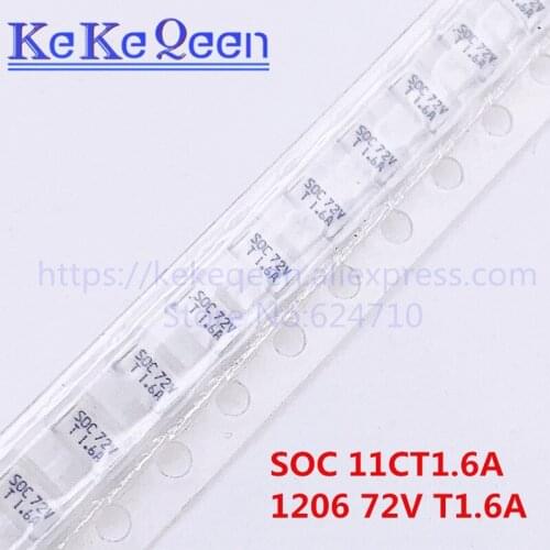 50Pcs/Lot FUSE 11CT1.6AR08B4 1206 T1.6A 1600MA 72V SMT SMD SOC 1.6A T1.6 Amp delayed slow break Fuse
