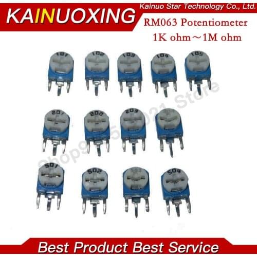 500pcs RM063 RM-063 100 200 500 1K 2K 5K 10K 20K 50K 100K 200K 500K 1M ohm Trimpot Trimmer Potentiometer variable resistor